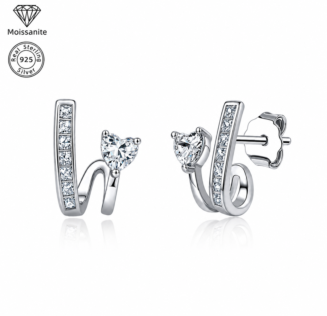 Infinity Moissanite Hoop Earrings for Women, 925 Sterling Silver, 8MM Round Cut Moissanite, GRA Certified, Hypoallergenic Fine Jewelry
