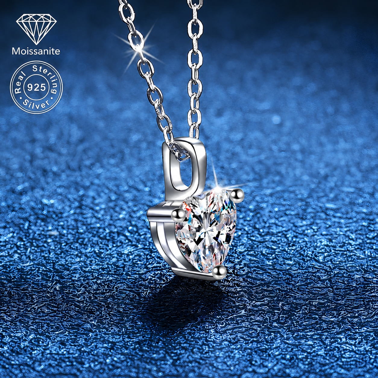 Heart Moissanite Pendant Necklace – 1 Carat | 925 Sterling Silver