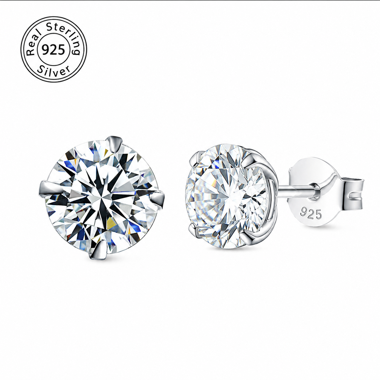 5mm Classic 4-Prong CZ Stud Earrings | 925 Sterling Silver