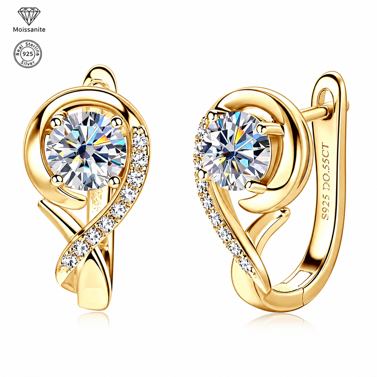 Rose Moissanite Earrings for Women, 925 Sterling Silver Flower Earrings, 1.10 CARAT Round Cut Moissanite, Elegant Fine Jewelry Gift