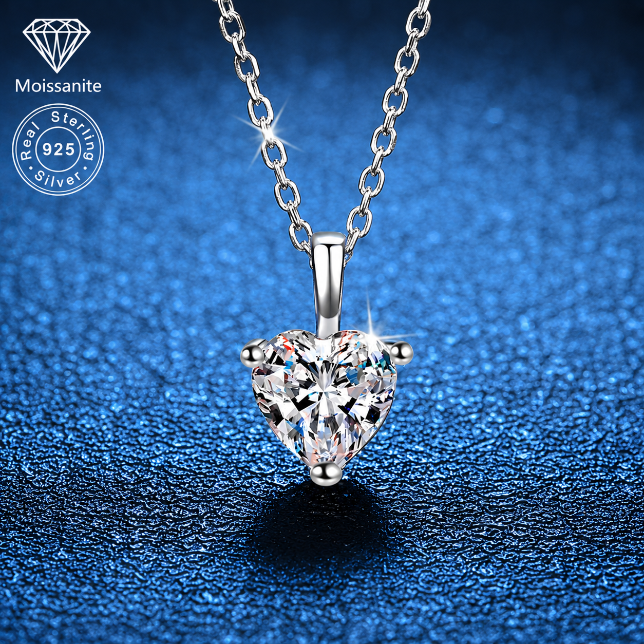 Heart Moissanite Pendant Necklace – 1 Carat | 925 Sterling Silver