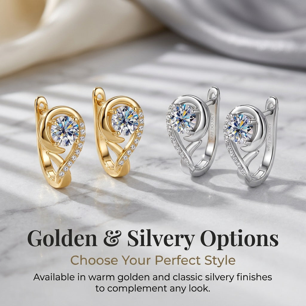 Rose Moissanite Earrings for Women, 925 Sterling Silver Flower Earrings, 1.10CTW Round Cut Moissanite, Elegant Fine Jewelry Gift