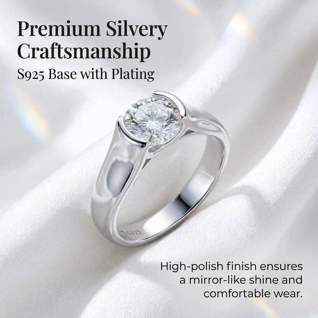 2 Carat Round Moissanite Engagement Ring for Women, 925 Sterling Silver Solitaire Ring, Classic Wedding & Anniversary Fine Jewelry