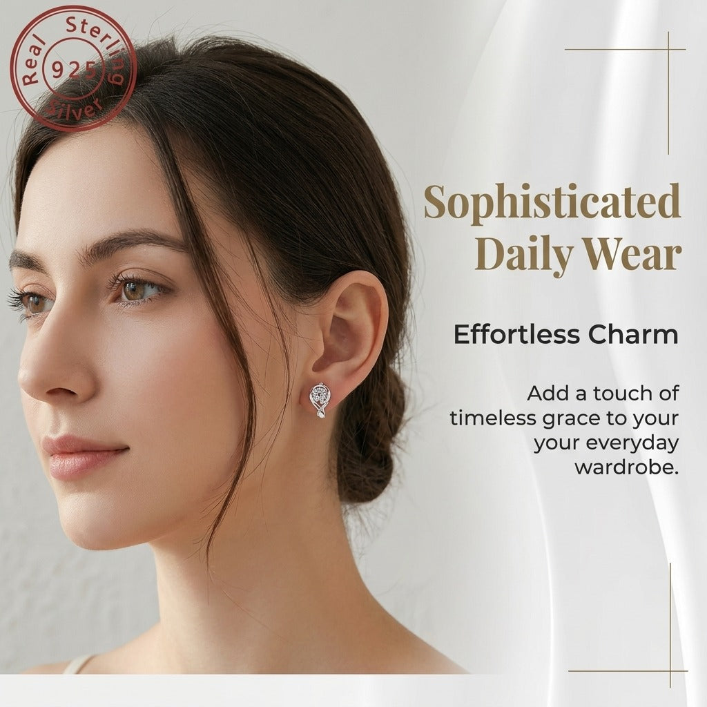 Rose Moissanite Earrings for Women, 925 Sterling Silver Flower Earrings, 1.10CTW Round Cut Moissanite, Elegant Fine Jewelry Gift