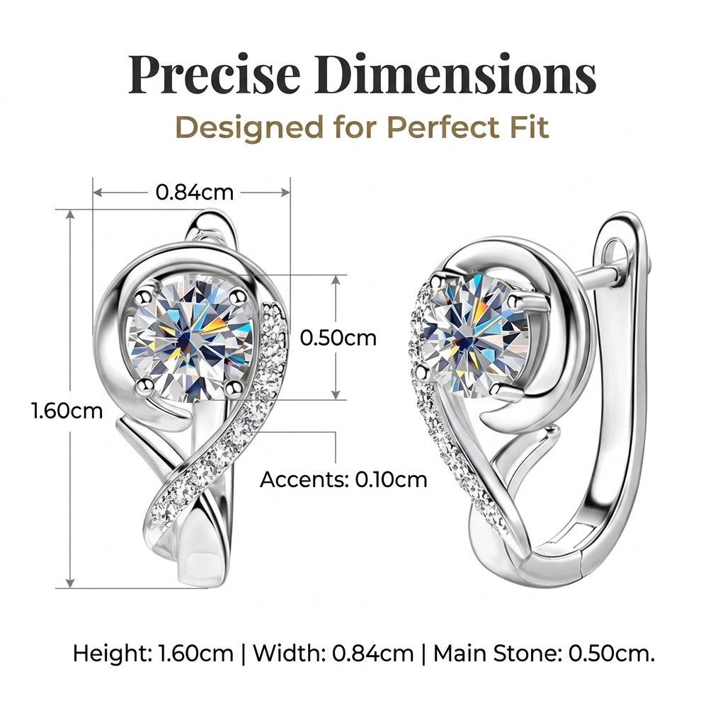 Rose Moissanite Earrings for Women, 925 Sterling Silver Flower Earrings, 1.10CTW Round Cut Moissanite, Elegant Fine Jewelry Gift